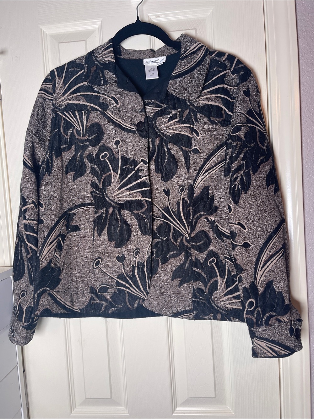 Coldwater Creek Black and Tan Floral Blazer Jacket